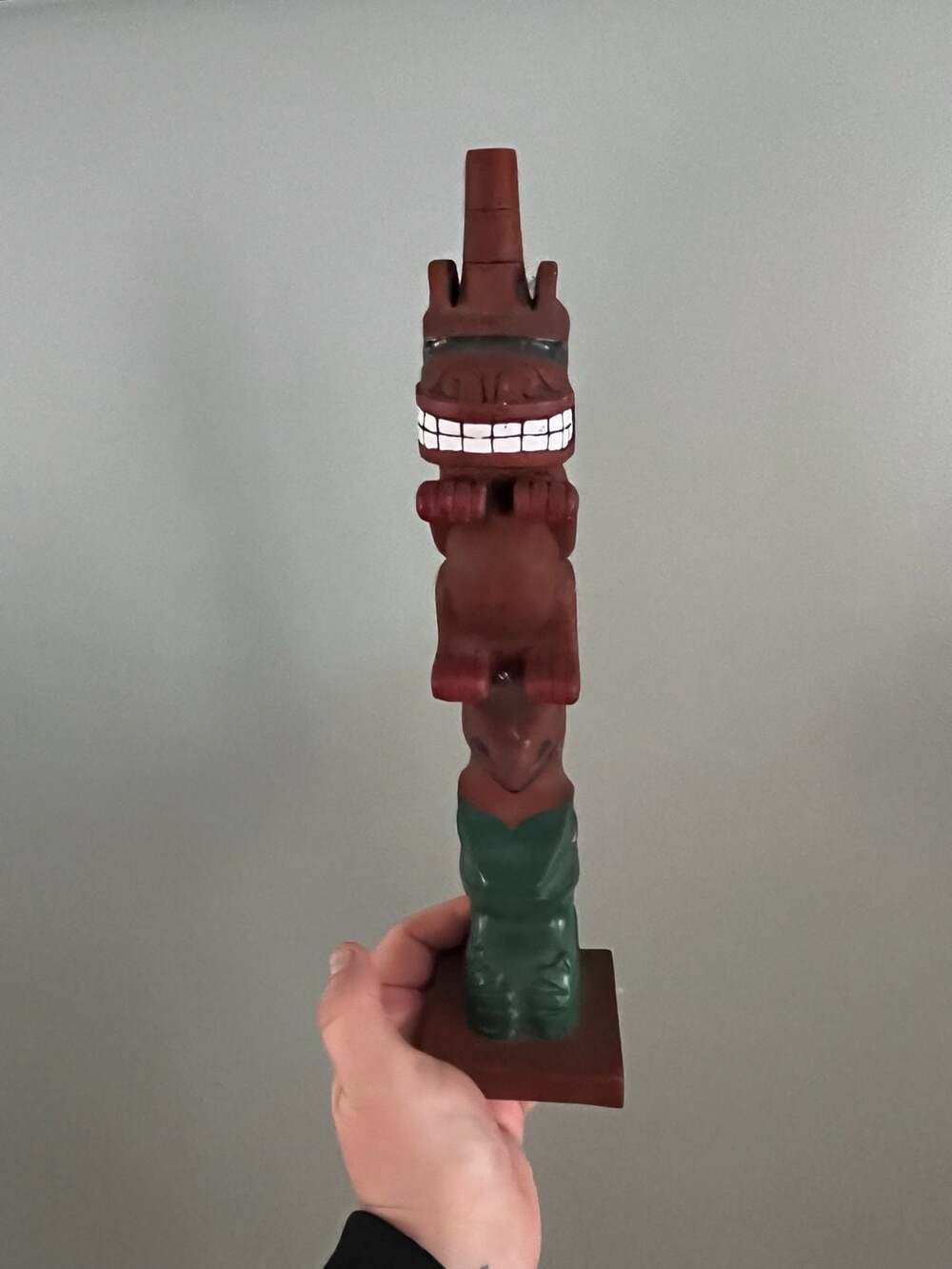 Vintage Hand Painted 11.75" Casted Simulated Wood Alaskan Totem Pole